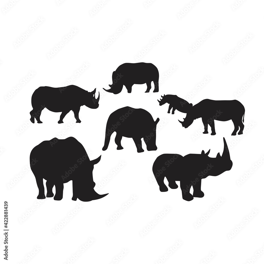 Fototapeta premium collection of rhino animal silhouettes