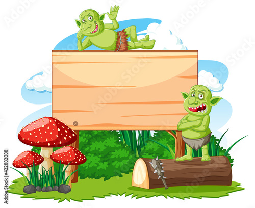 Empty banner with troll or goblin elements