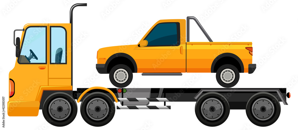 Tow truck carrying car isolated background Tow truck carrying car isolated background