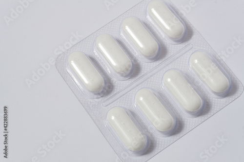 pills detail on white background