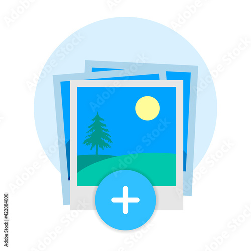 upload or add a picture modern graphic element for landing page, button, empty state ui, infographic