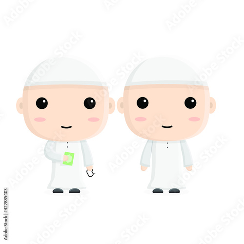 cartoon man cute character islamic illustration muslim