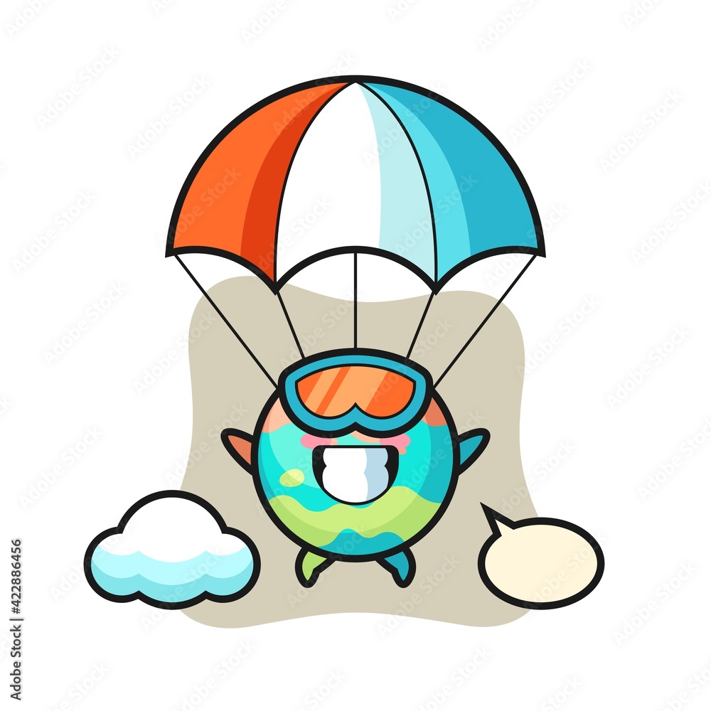 Obraz premium bath bomb mascot cartoon is skydiving with happy gesture