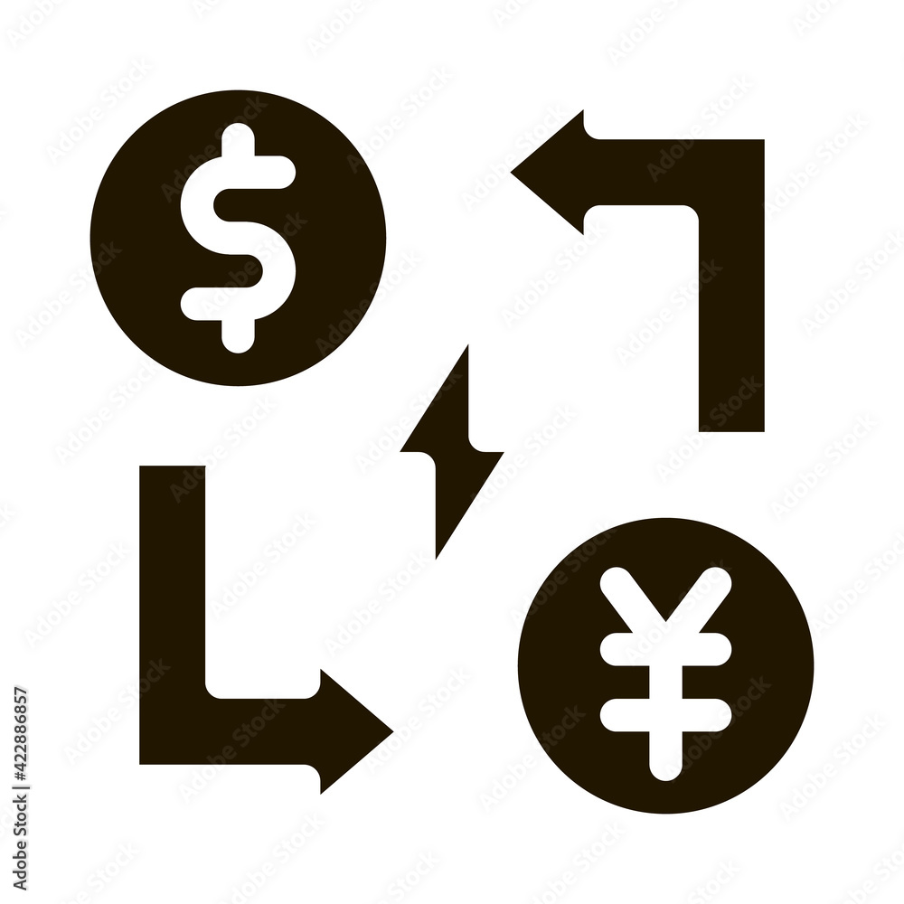 transfer of different currencies icon Vector Glyph Illustration transfer of different currencies icon Vector Glyph Illustration