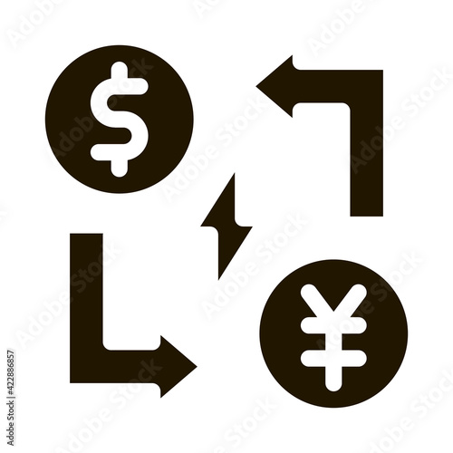 transfer of different currencies icon Vector Glyph Illustration