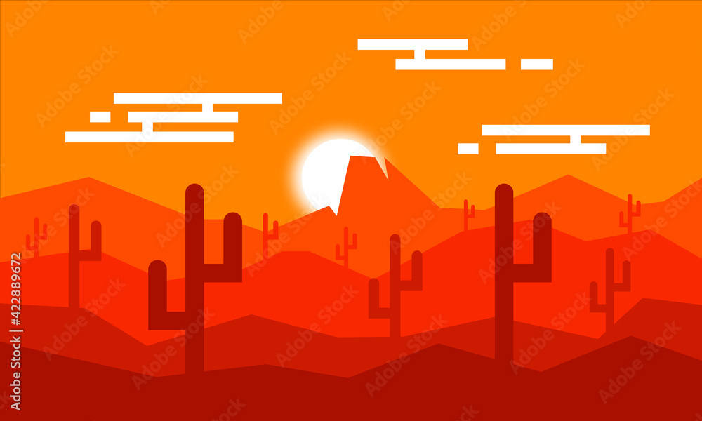 Vector flat landscape design of the mountains. Suitable for website templates or mountain-themed backgrounds