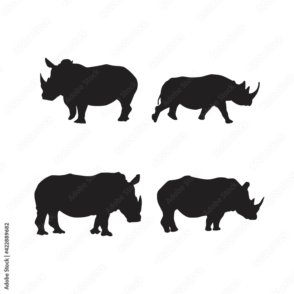 collection of rhino animal silhouettes collection of rhino animal silhouettes