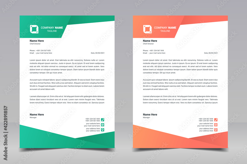 Letterhead design template. Creative, clean and elegant modern business professional letterhead template design. Illustration vector Letterhead design template. Creative, clean and elegant modern business professional letterhead template design. Illustration vector