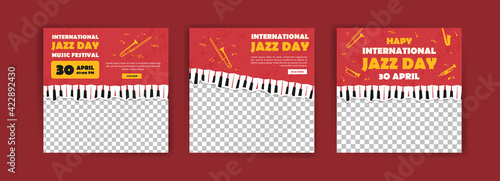 international Jazz Day. Jazz Day banner of music band in concert. Banners vector for social media ads, web ads, business messages, discount flyers and big sale banner.