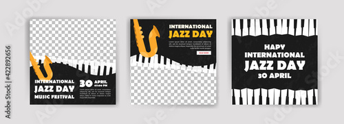 international Jazz Day. Jazz Day banner of music band in concert. Banners vector for social media ads, web ads, business messages, discount flyers and big sale banner.