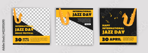 international Jazz Day. Jazz Day banner of music band in concert. Banners vector for social media ads, web ads, business messages, discount flyers and big sale banner.
