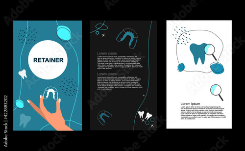 Dental retainer cover template design background. Social media. Vector illustration 