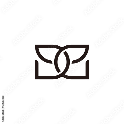 letter de 3d overlapping line flat logo vector