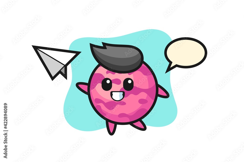 ice cream scoop cartoon character throwing paper airplane ice cream scoop cartoon character throwing paper airplane