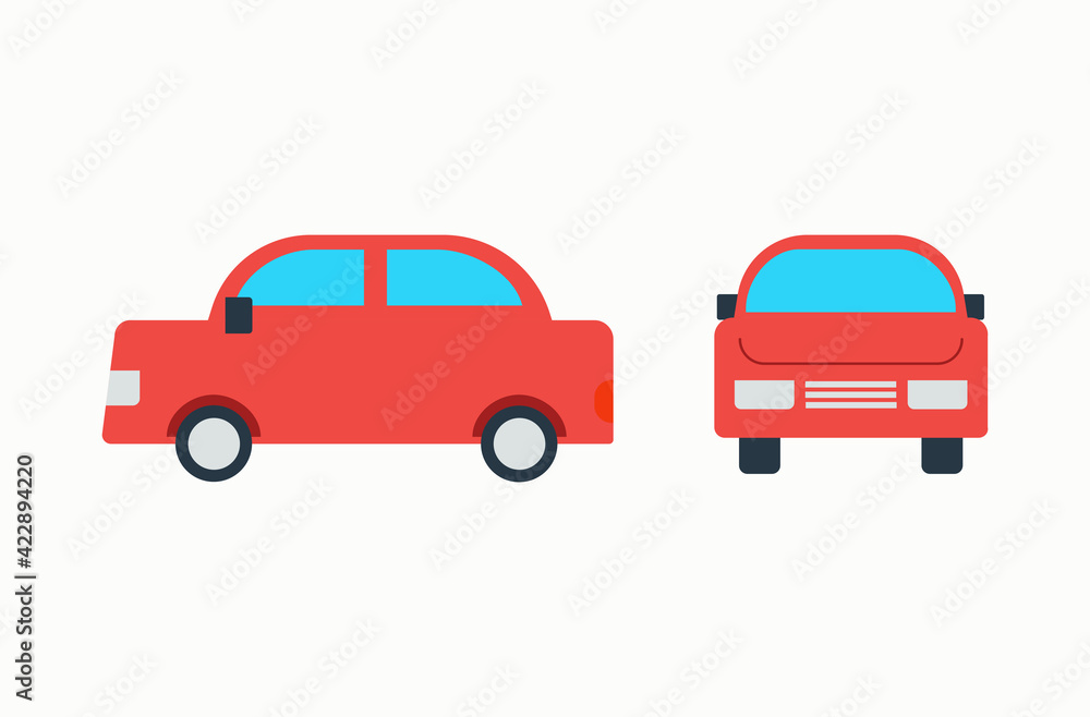 Red Car vector flat icon. Isolated automobile, vehicle emoji illustration