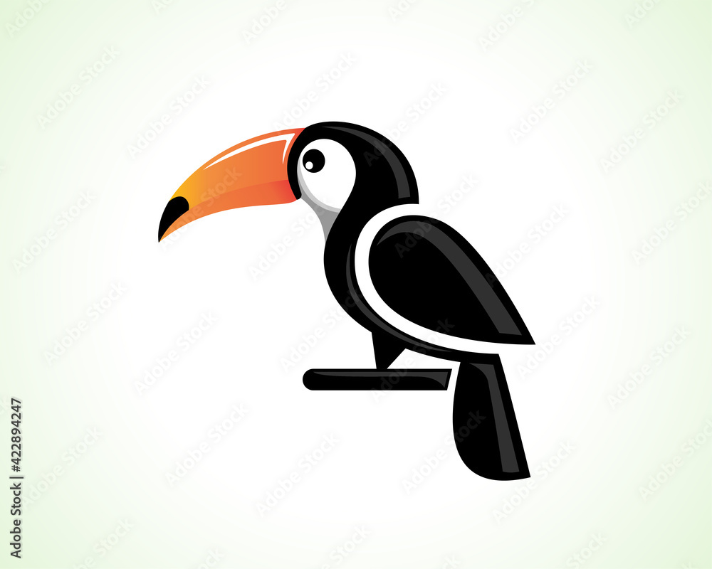 Naklejka premium modern simple toucan bird sit logo icon symbol design illustration inspiration