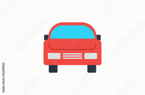 Red Car vector flat icon. Isolated automobile, vehicle emoji illustration