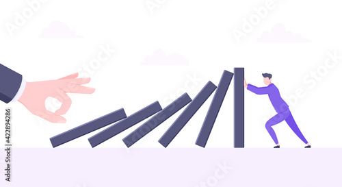 Business resilience or domino effect metaphor vector illustration.