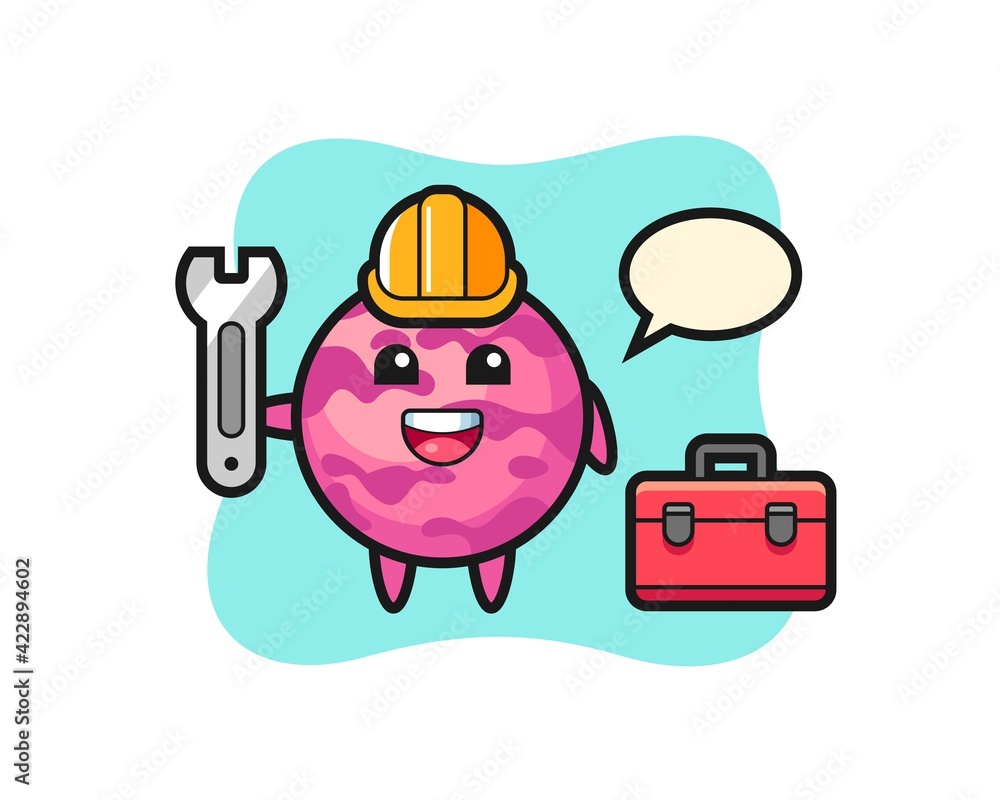 Fototapeta premium Mascot cartoon of ice cream scoop as a mechanic
