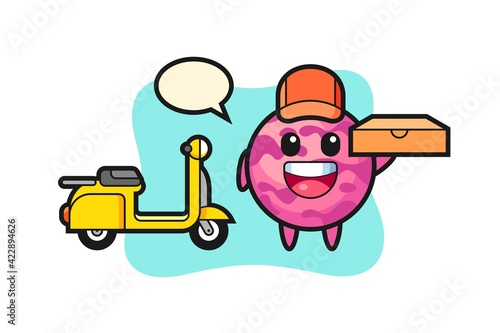 Character Illustration of ice cream scoop as a pizza deliveryman