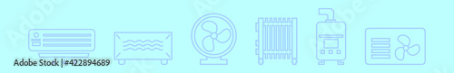 set of hvac cartoon icon design template with various models. vector illustration isolated on blue background