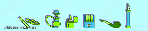 set of smoking cartoon icon design template with various models. vector illustration isolated on blue background