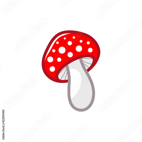 Mushroom icon. Amanita Muscaria fly agaric sign Magic mushroom symbol. Vector illustration isolated on white background
