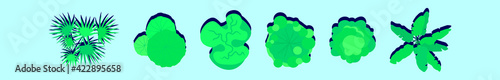 set of plant top view cartoon icon design template with various models. vector illustration isolated on blue background