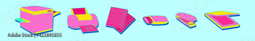 set of office element cartoon icon design template with various models. vector illustration isolated on blue background