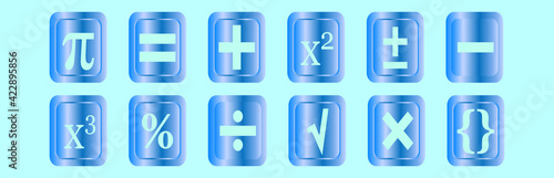 set of math symbol cartoon icon design template with various models. vector illustration isolated on blue background