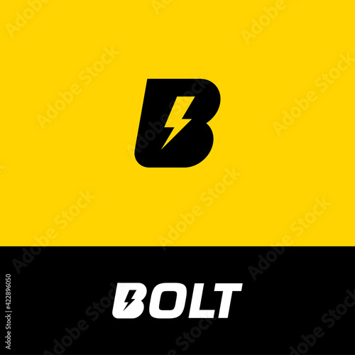Letter B with thunderbolt logo for electrical technology vector illustration