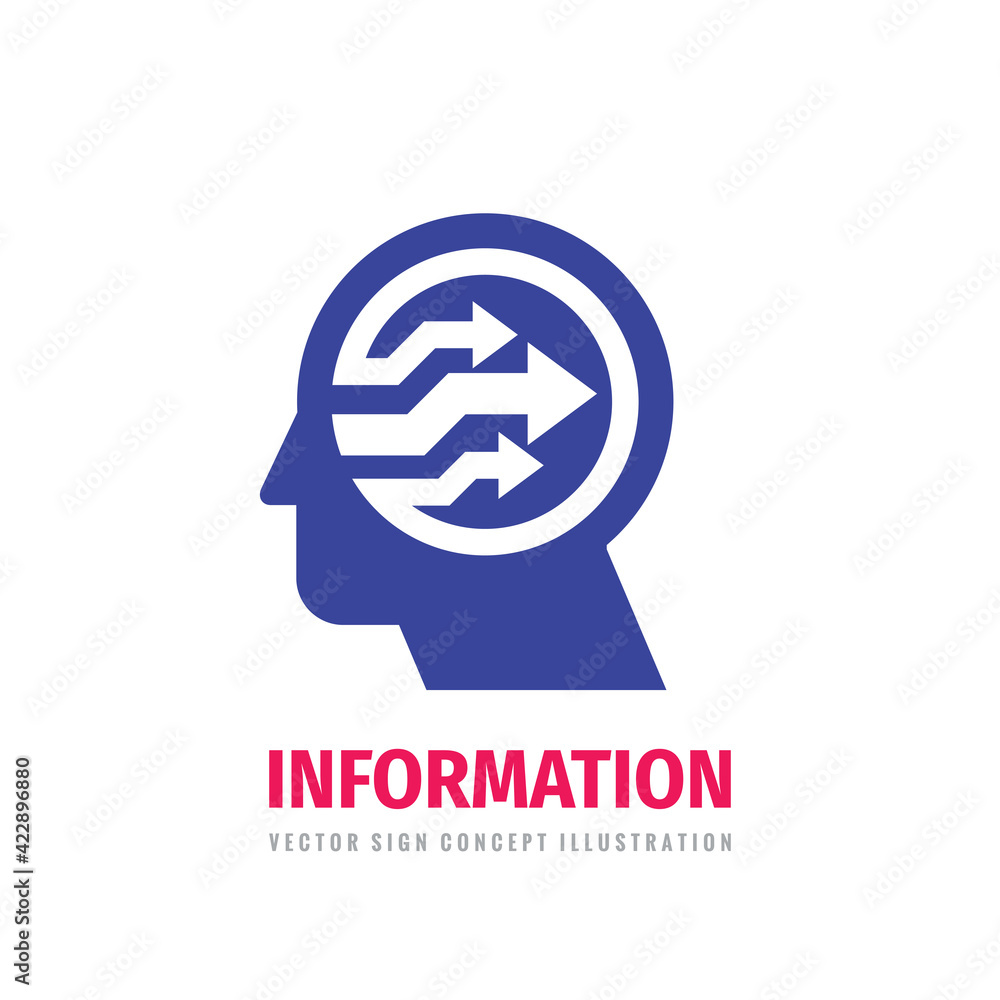 Human character head brain - vector logo template concept illustration. Information logo, communication logo, management logo. Arrows creative logo sign. Design element. Human character head brain - vector logo template concept illustration. Information logo, communication logo, management logo. Arrows creative logo sign. Design element.