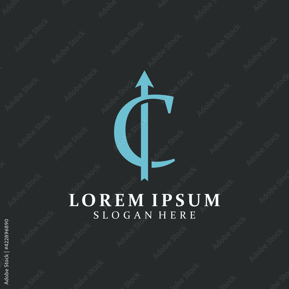 Creative letter C with arrow logo design Creative letter C with arrow logo design