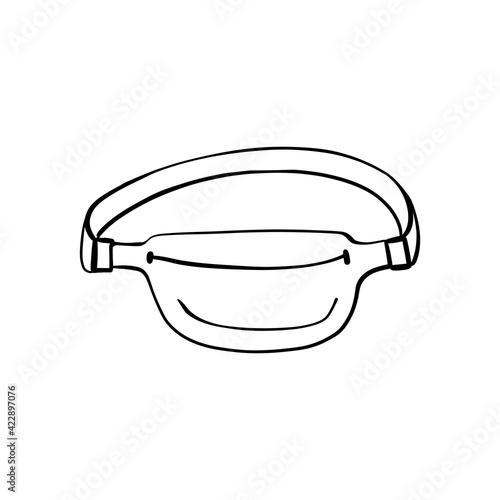 Hand drawn belt bag, vector doodle banana bag