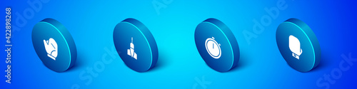 Set Isometric Baseball glove, Stopwatch, Boxing and Dart arrow icon. Vector