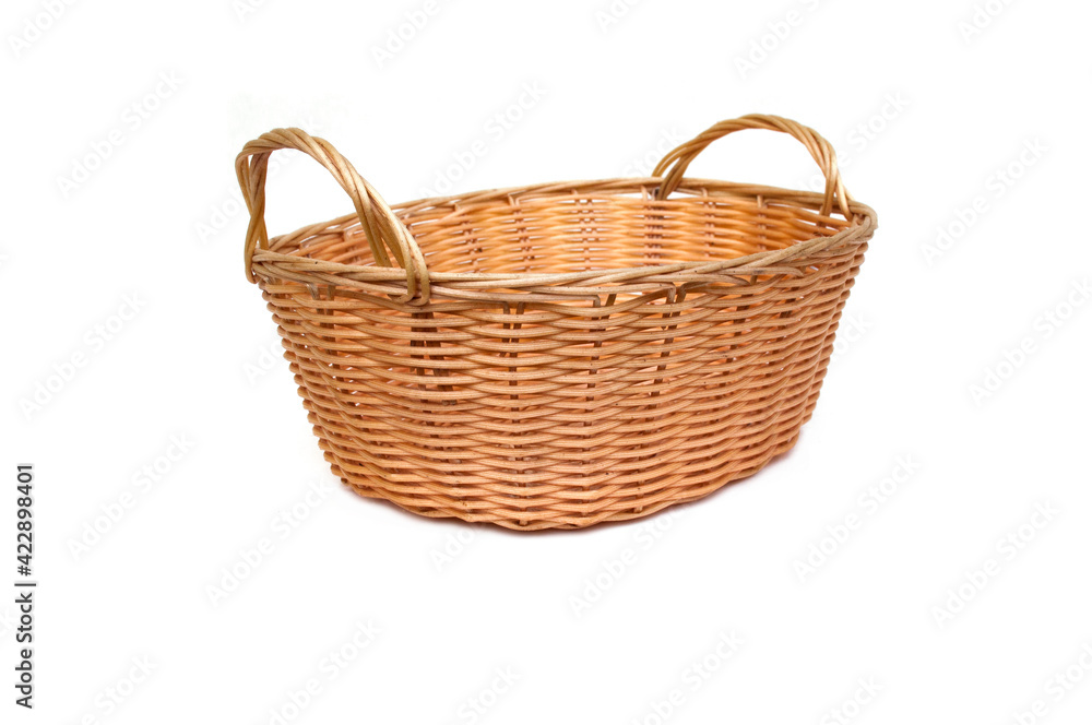 Bamboo basket on white background.