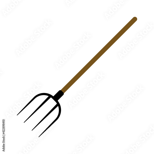 Tablou canvas pitchfork for agricultural work with hay and grass vector pitchfork simple drawi