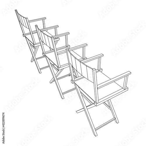 Director movie workplace chair. Wireframe low poly mesh photo