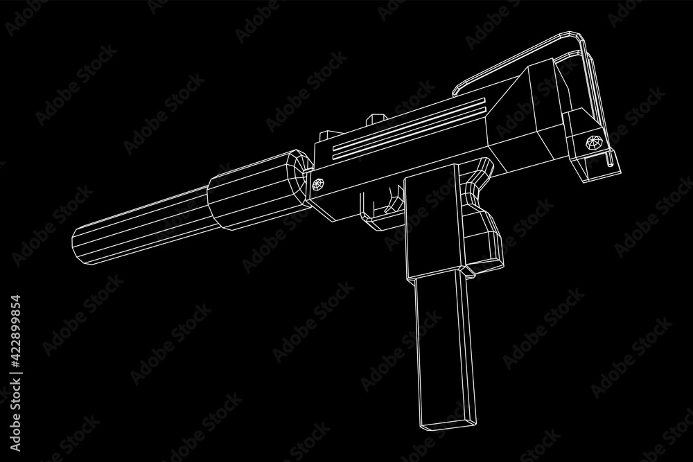 Submachine gun modern firearms pistol with silencer Submachine gun modern firearms pistol with silencer