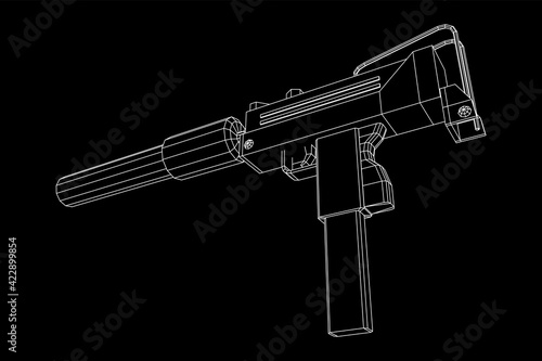 Submachine gun modern firearms pistol with silencer