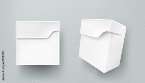Tea box mockup, white paper package for products