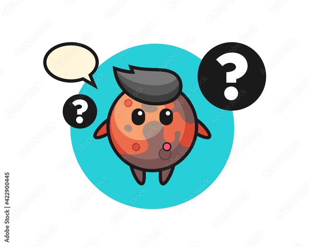 Fototapeta premium Cartoon Illustration of mars with the question mark