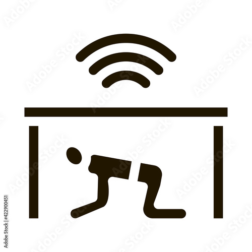 protection hide human under table icon Vector Glyph Illustration