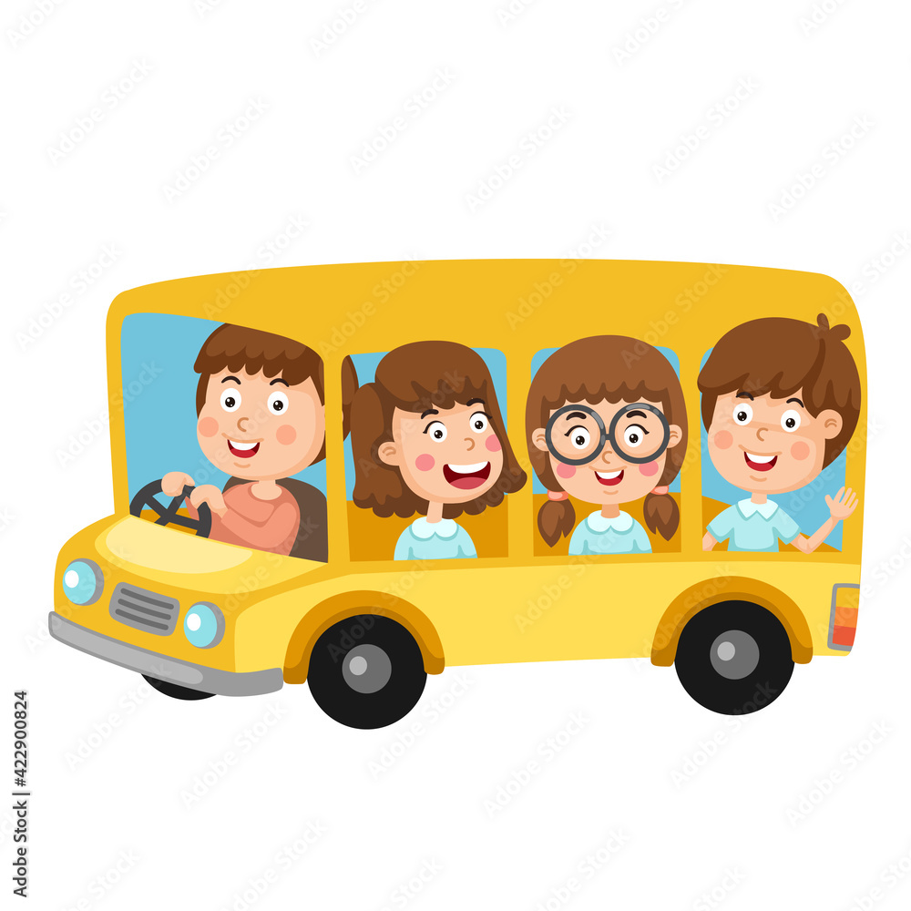 Illustration of school kids riding school bus transportation education vector Illustration of school kids riding school bus transportation education vector