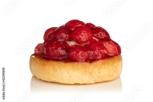 Fresh fruit pie tart with with raspberry isolated on white
