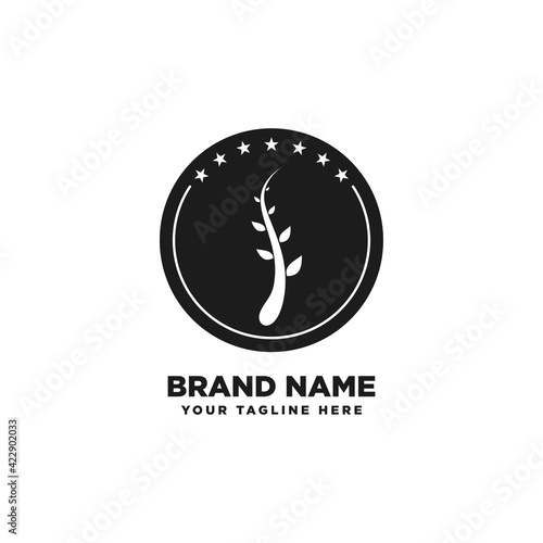 Plant shoots growing logo design vector