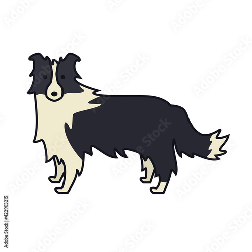 Border Collie Farm animals Line vector illustration Dog collection Isolated object