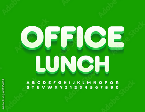 Vector concept template Office Lunch. Modern style Font. Set of Alphabet Letters and Numbers