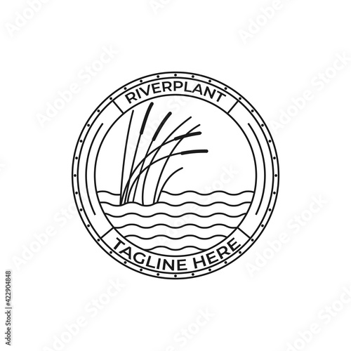 river plant cattail icon logo vector symbol illustration design, nature plant in square logo design