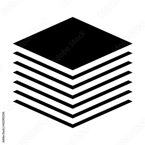 Multitier, layered icon for computing, or generic stack theme. Harddisk, harddrive icon, symbol